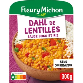 Plat cuisiné Dahl de lentilles, sauce coco et riz (300g)