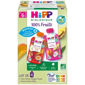 Compote bébé dès 6 mois Fruits Bio (4x90g)