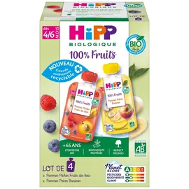 Compote bébé dès 4/6 mois Fruits Bio (4x90g)