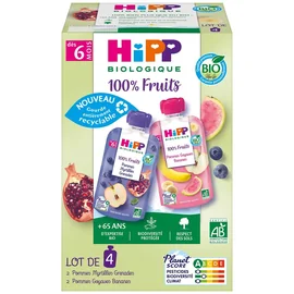 Compote bébé dès 6 mois Fruits Bio (4x90g)
