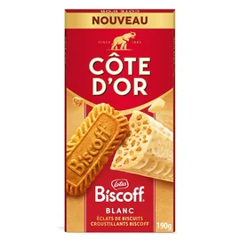 Tablette de Chocolat Blanc Eclats de Biscuit Croustillant Biscoff (190g)