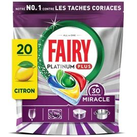 Capsules lave-vaisselle Tout en 1 Platinum Plus 30 Minutes Miracle Citron (x20)