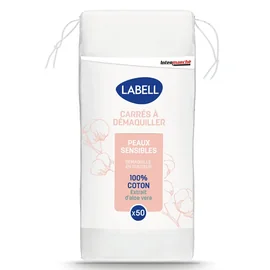 Carrés à démaquiller peaux sensibles - 100% coton extrait d'aloe vera