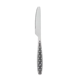 Couteau inox coloris blanc-noir décor losange avec manche en plastique (l'unité)