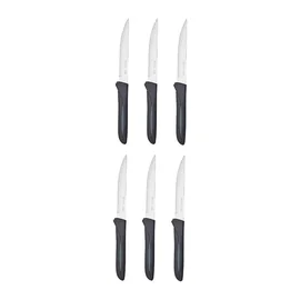 Couteau à steak inox coloris noir avec manche en plastique (6pièces)
