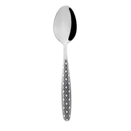 Cuillère à soupe inox coloris blanc-noir décor losange (l'unité)